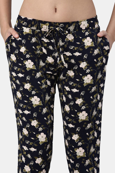 Enamor Viscose Loungewear Bottom - Navy Hibiscus Aop — image 9